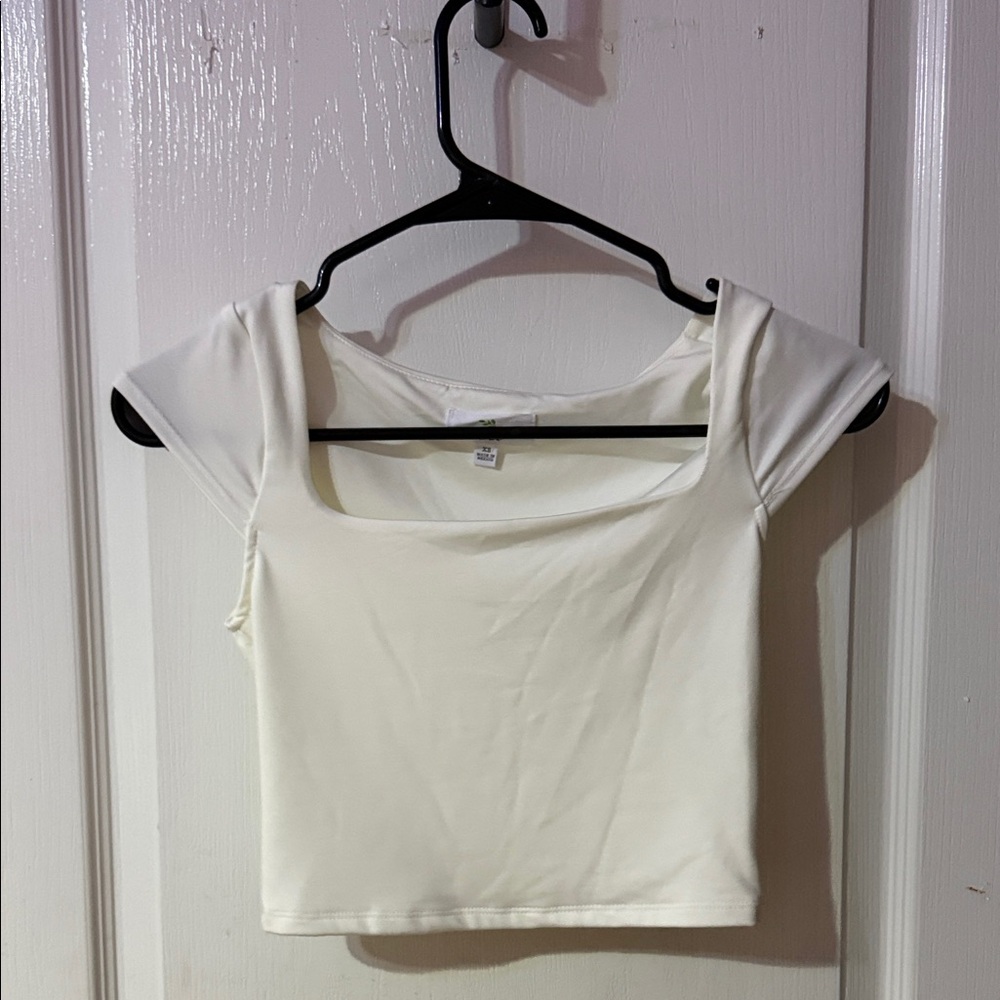 White Cropped tee with Cap Sleeves